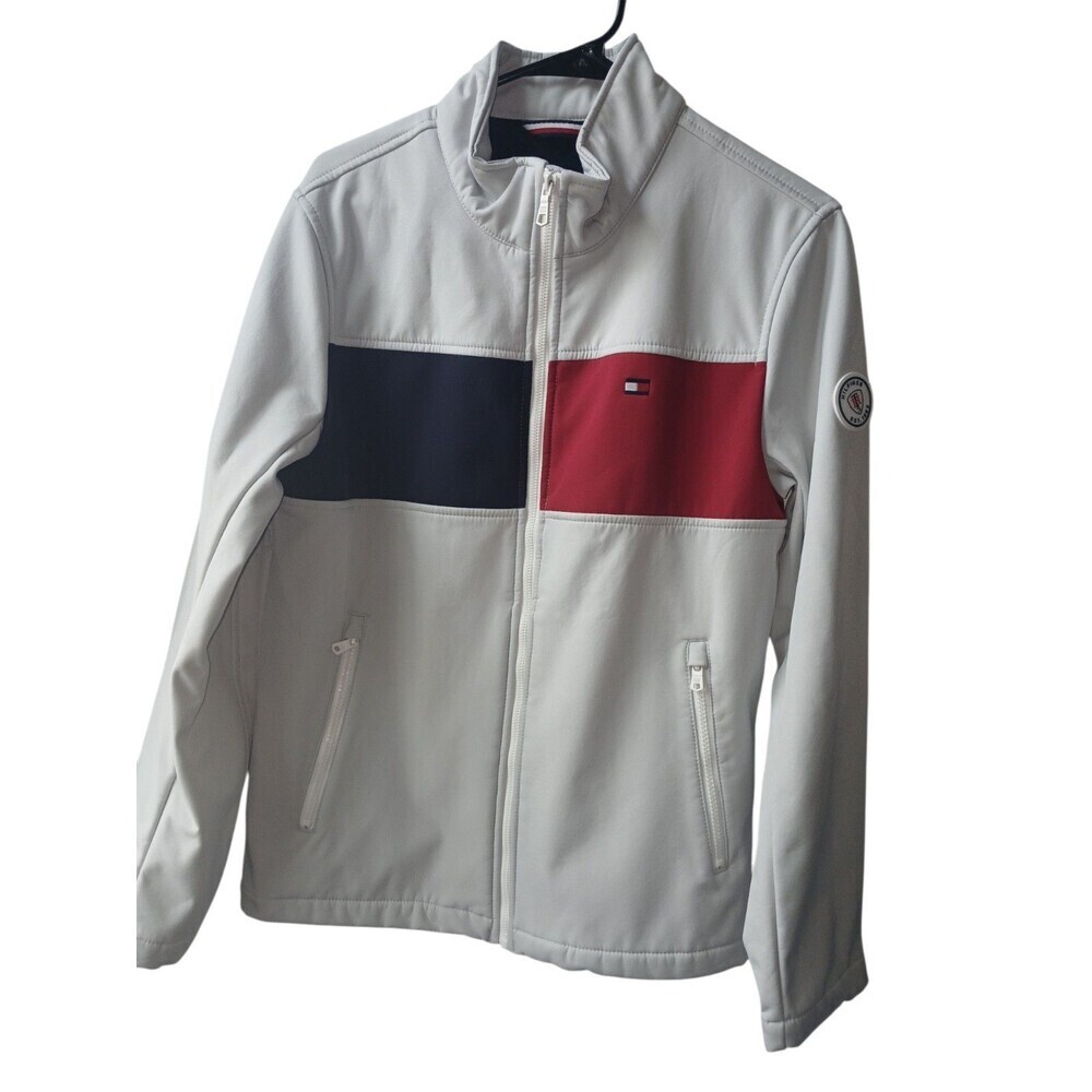 Tommy Hilfiger Jacket Women’s Small White Colorblock Zip Up Lightweight Coat